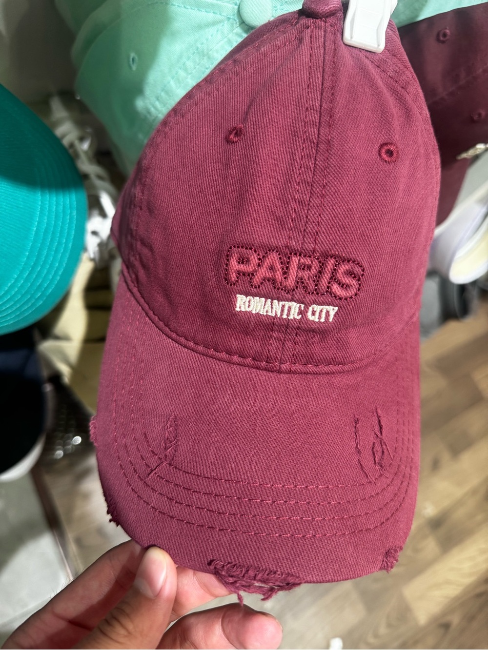 Karl Lagerfeld Burgundy "Paris" Embroidered Baseball Cap